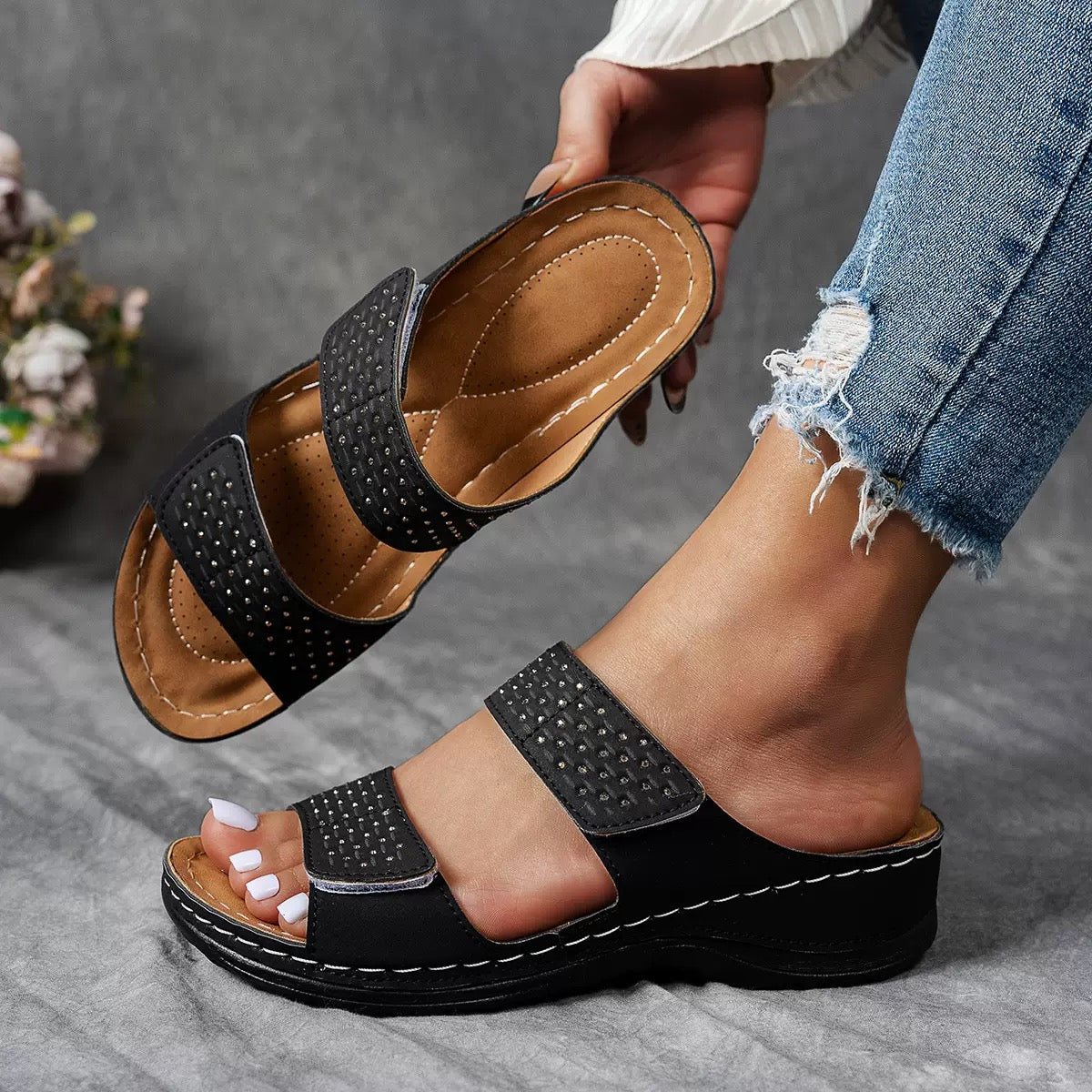Ortholuxe™ - Andningsbara Ortopediska Slip-In Sandaler för Kvinnor