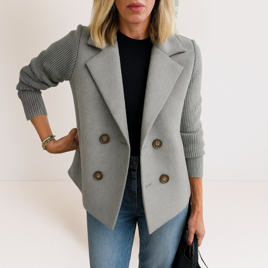 Martine™ - Elegant Jacka med Stickade Ärmar