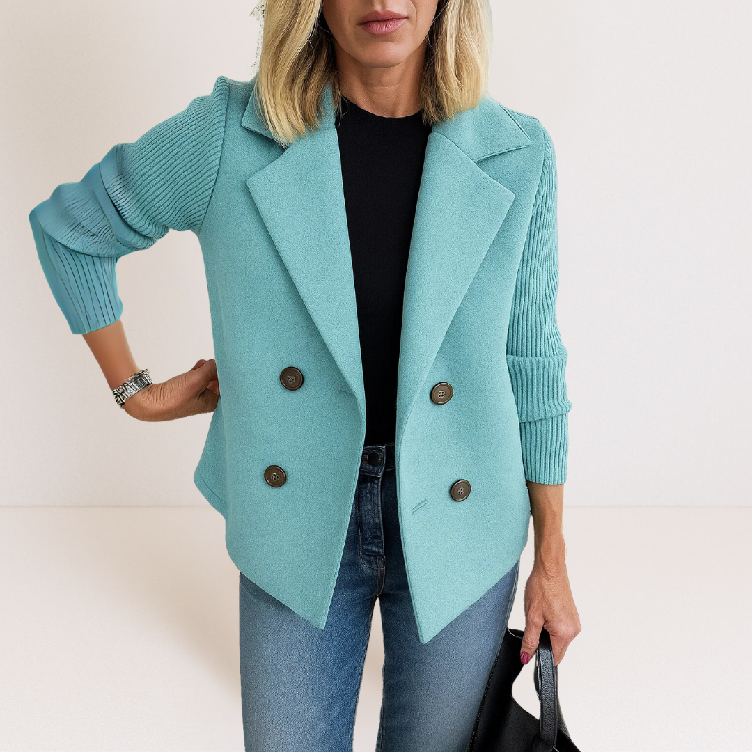Martine™ - Elegant Jacka med Stickade Ärmar