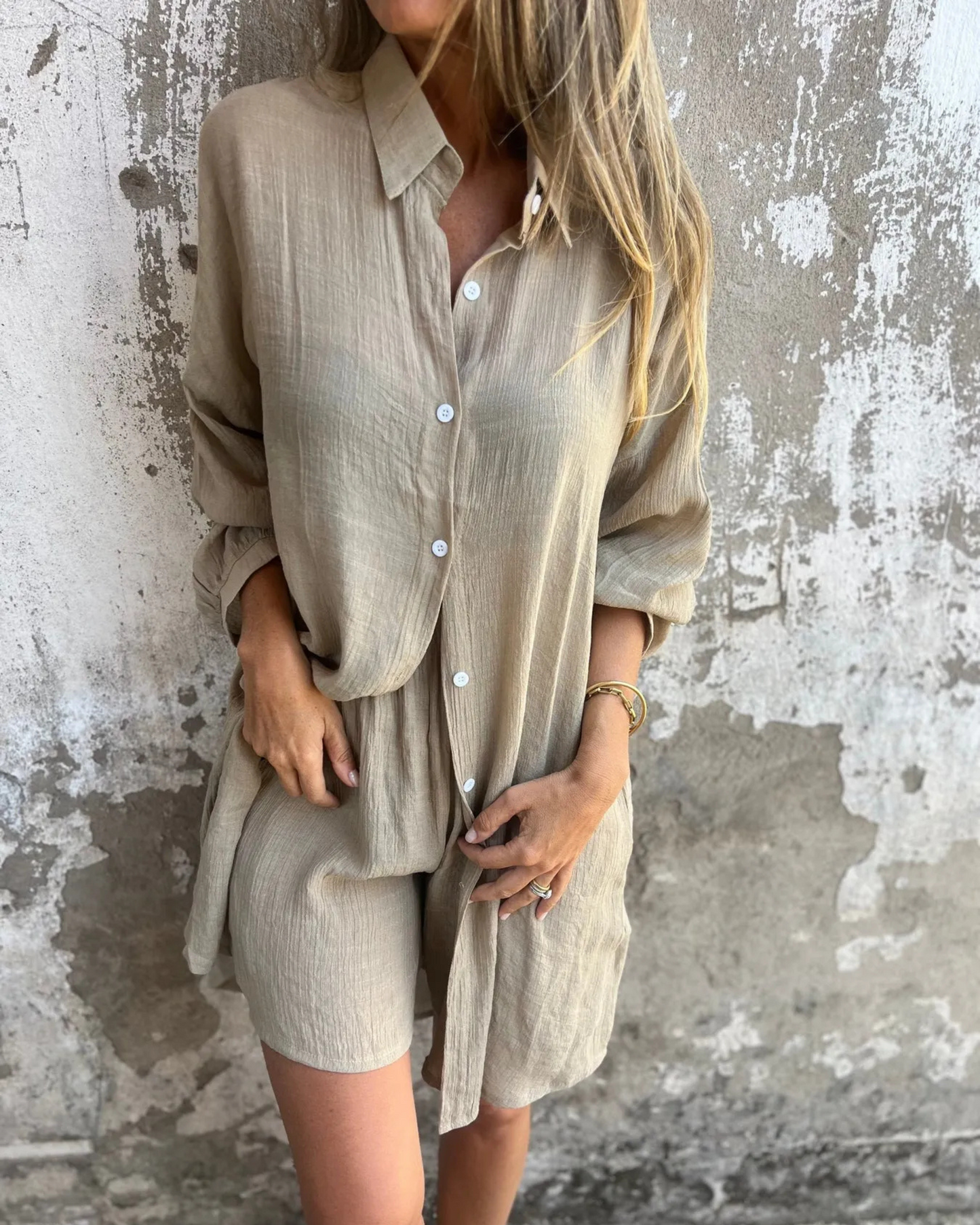 Magdalena™ - Avslappnad Chic Skjorta & Shorts Set