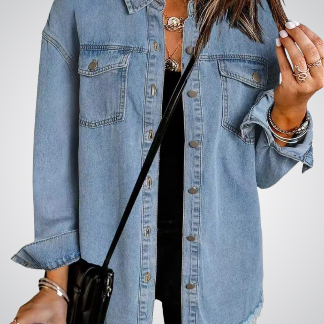 Mathilde™ - Premium Klassisk Jeansjacka med Magtäckning