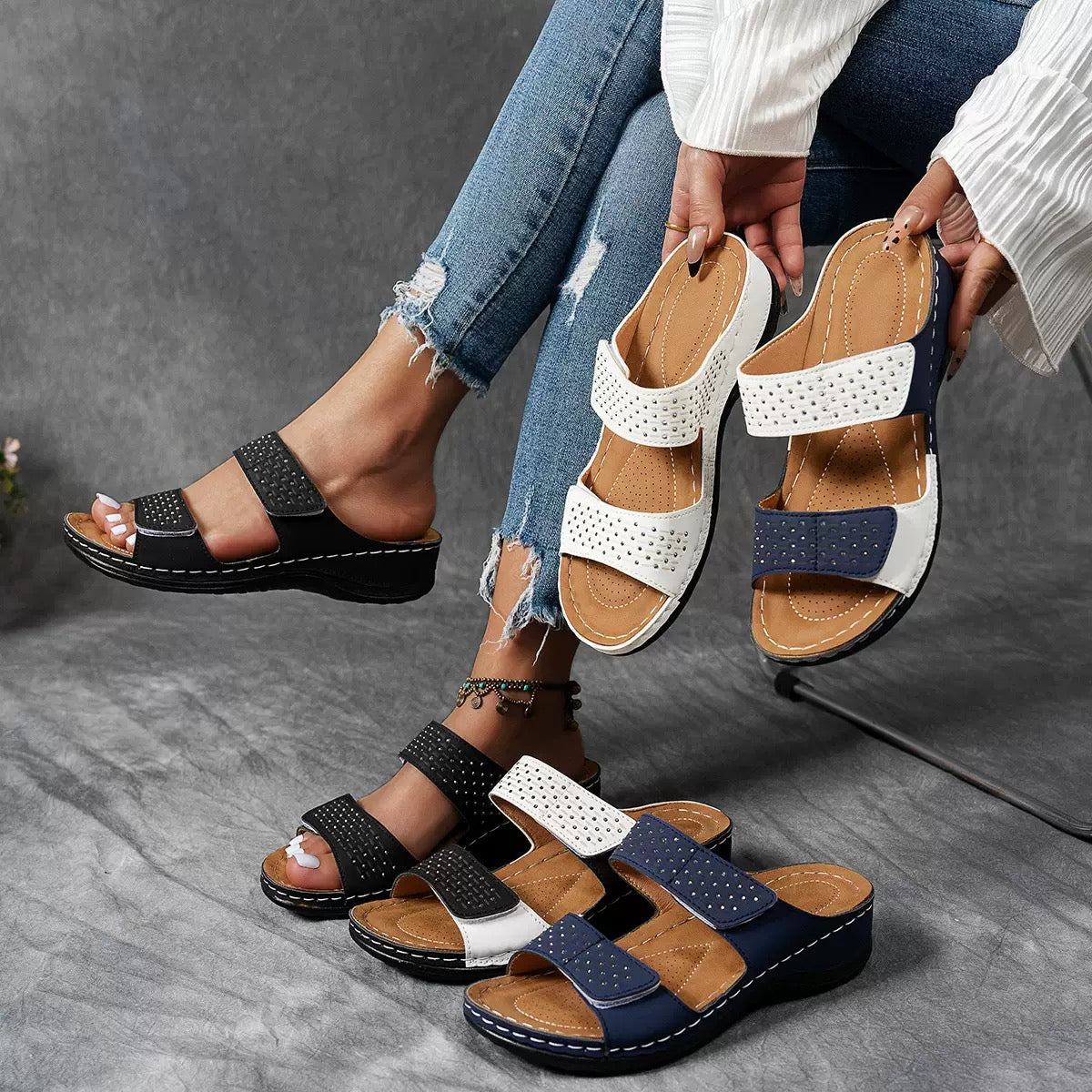 Ortholuxe™ - Andningsbara Ortopediska Slip-In Sandaler för Kvinnor