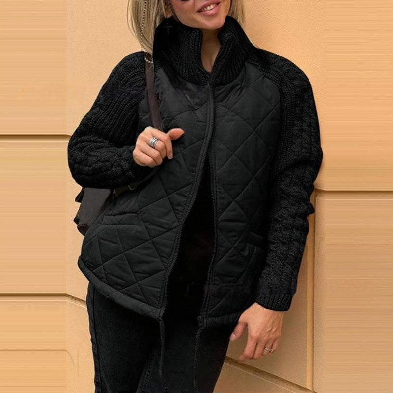 Auvia™ - Damjacka i stickad patchwork, lätt & stilren dunjacka