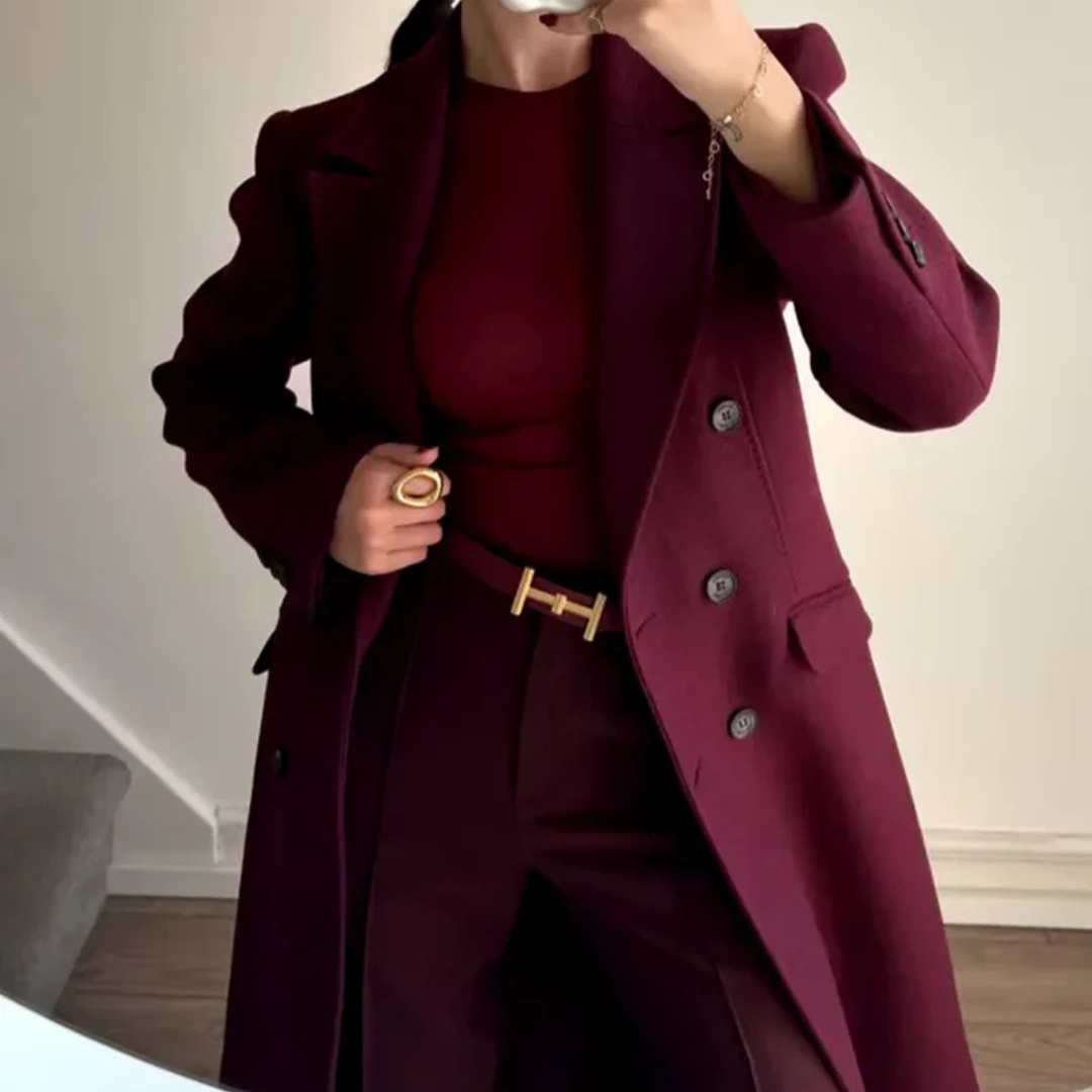 Merone™ - Elegant Klassisk Vinröd Kappa