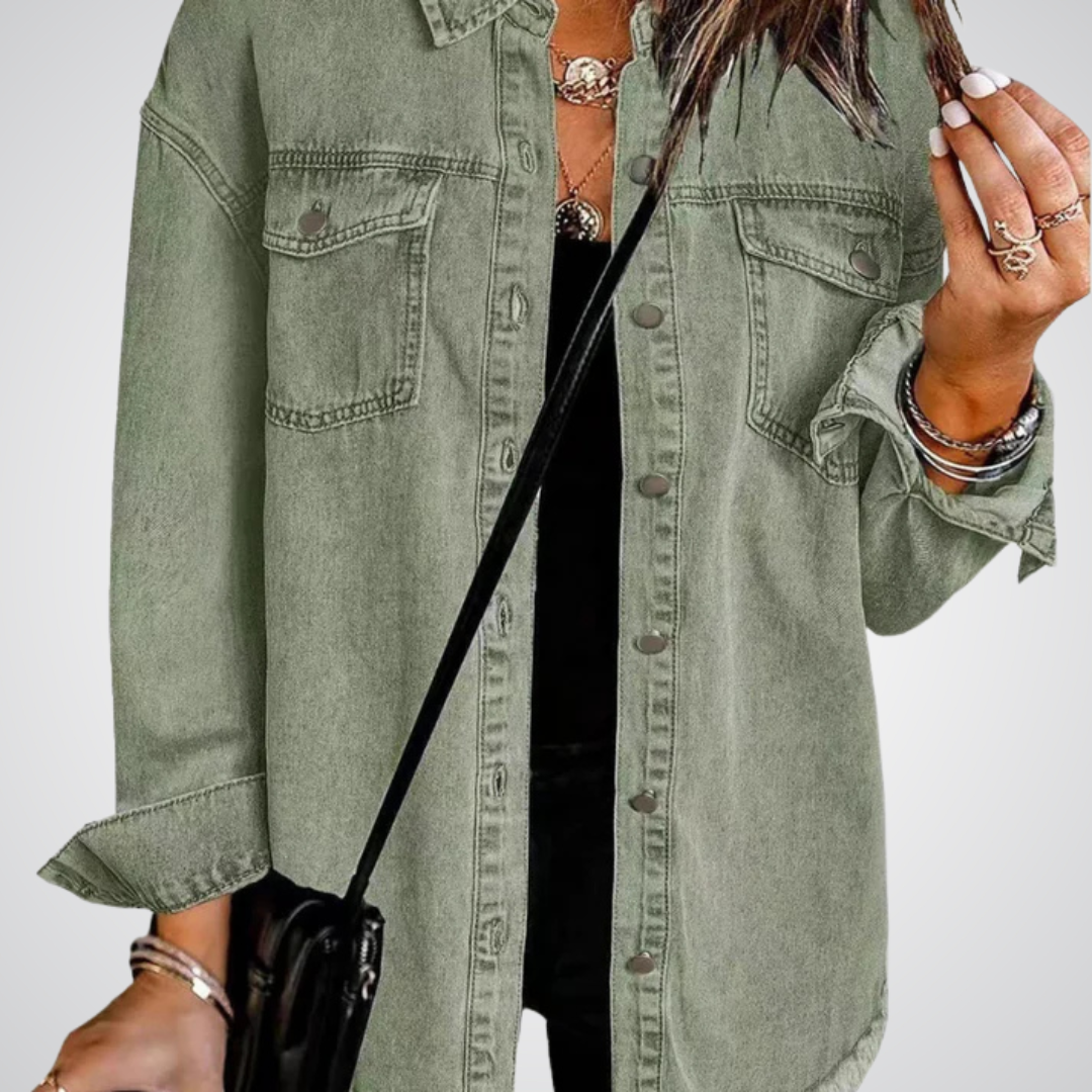 Mathilde™ - Premium Klassisk Jeansjacka med Magtäckning