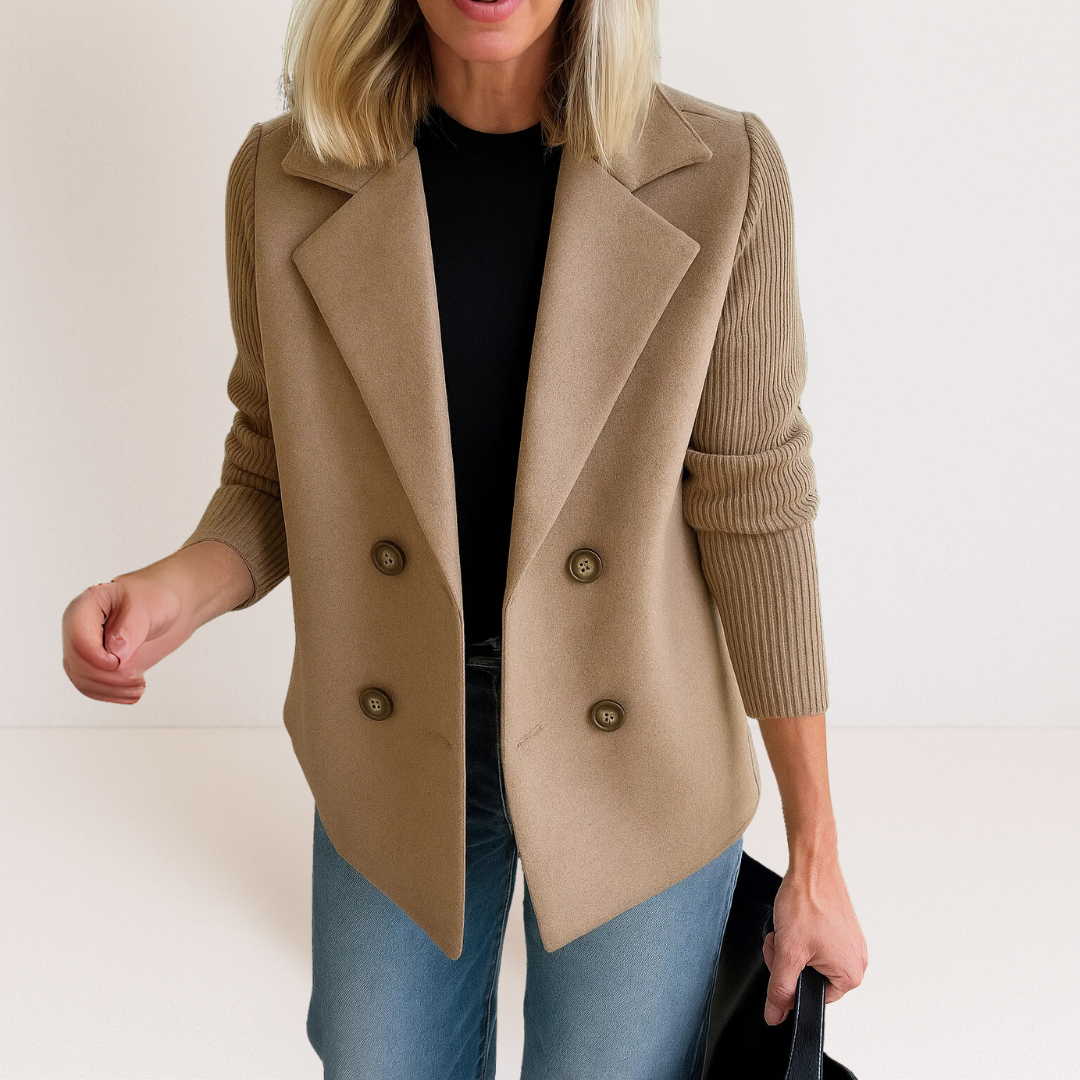 Martine™ - Elegant Jacka med Stickade Ärmar