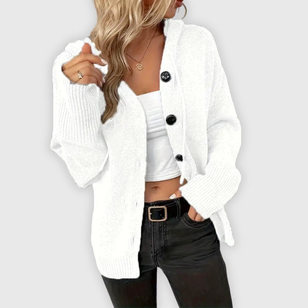 Chivana™ - Stilren & Chic Långärmad Hoodie med Knapp
