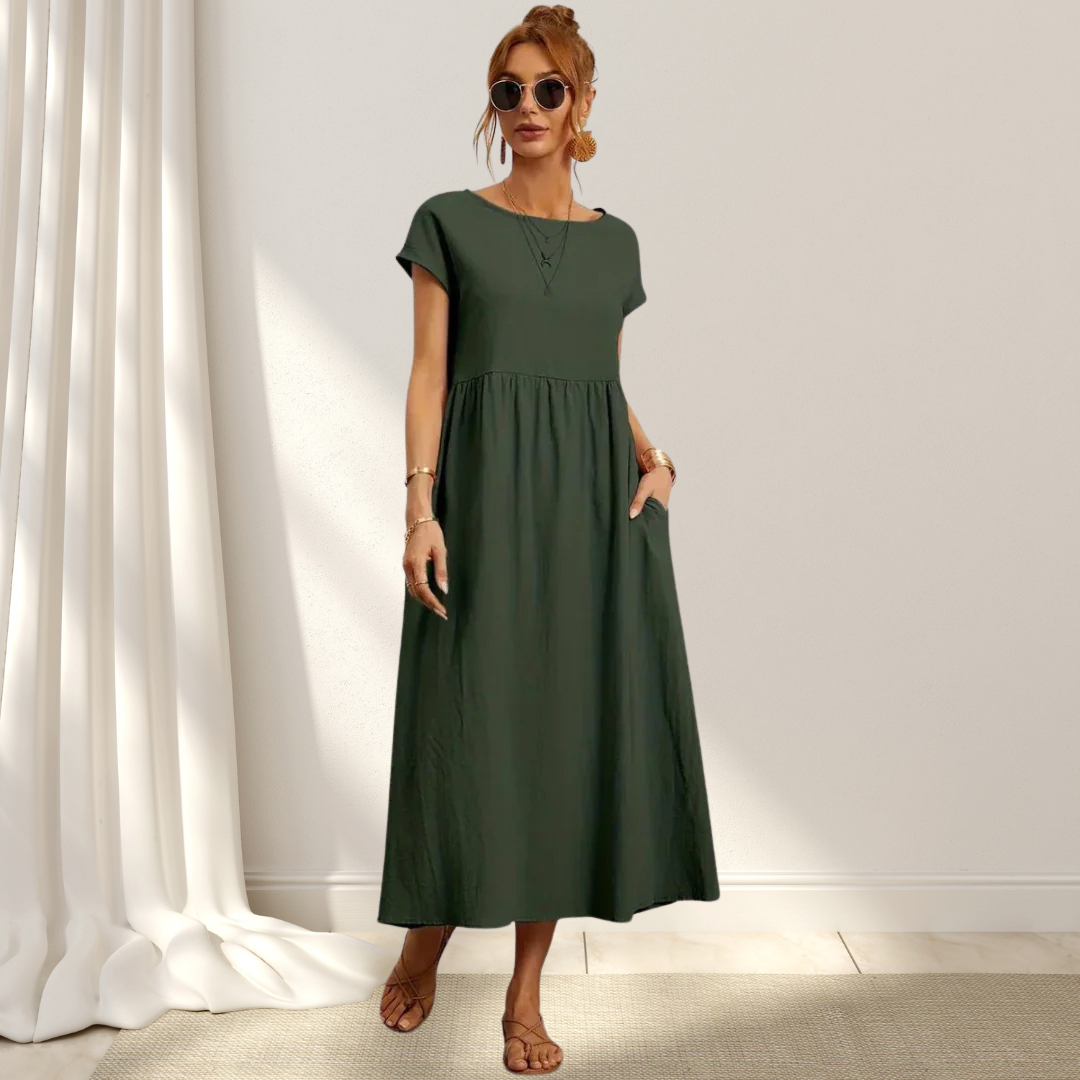 Clio™ – Elegant Sommarklänning – Lätt, Smickrande & Täcker Magen