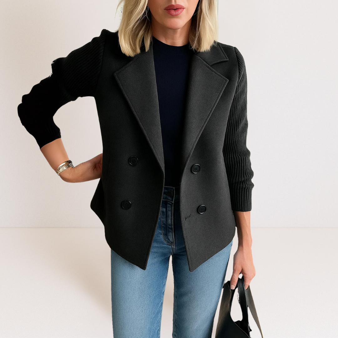 Martine™ - Elegant Jacka med Stickade Ärmar