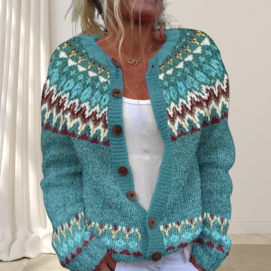 Virelle™ - Lösstickad Chic Cardigan med Mönster