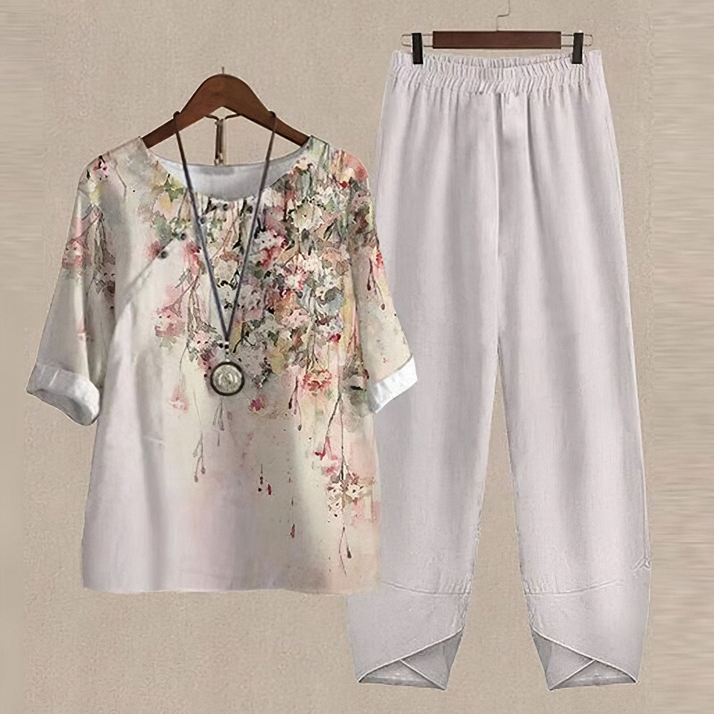 Evania™ - Elegant & Luftigt Set med Blus och Byxor