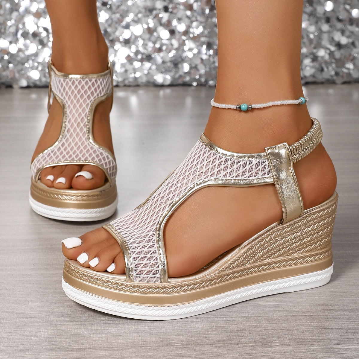 Inez™ – Eleganta Ortopediska Slip-in-sandaler för Kvinnor med Kilklack