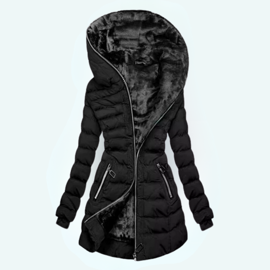 Aslög™ - Lång Quiltad Kappa med Huva