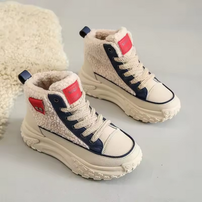 FrostWalk™ – Fodrade Platta Vinterstövlar för Kvinnor med Plyschfoder