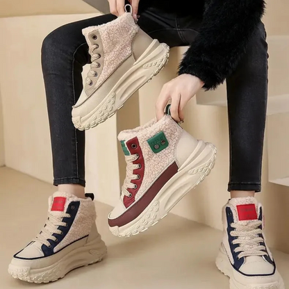 FrostWalk™ – Fodrade Platta Vinterstövlar för Kvinnor med Plyschfoder