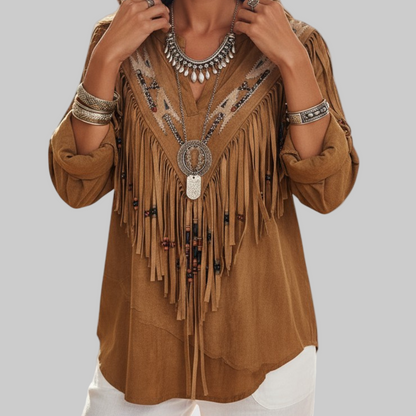 Esmie™ - Dam Boho Blus Etnisk Vintage Stil