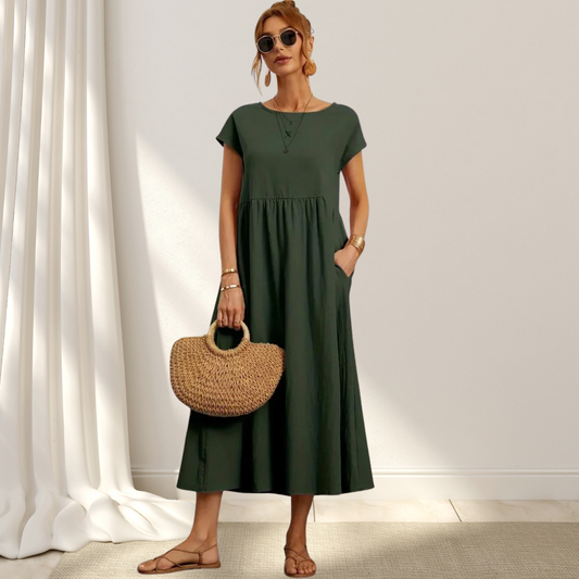 Clio™ – Elegant Sommarklänning – Lätt, Smickrande & Täcker Magen