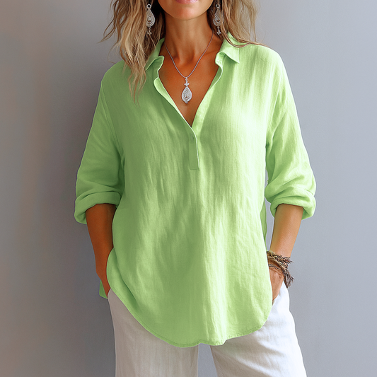 Ondine™ – Elegant Linneskjorta med V-ringning