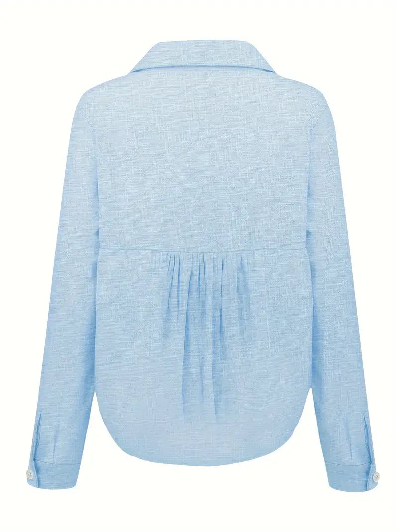 Tatiana™ – Tidlös Linneblus med Knappar för Vår & Sommar