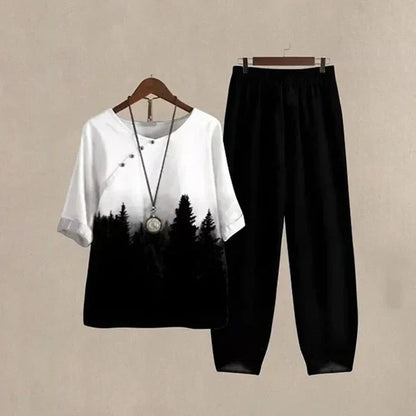 Evania™ - Elegant & Luftigt Set med Blus och Byxor