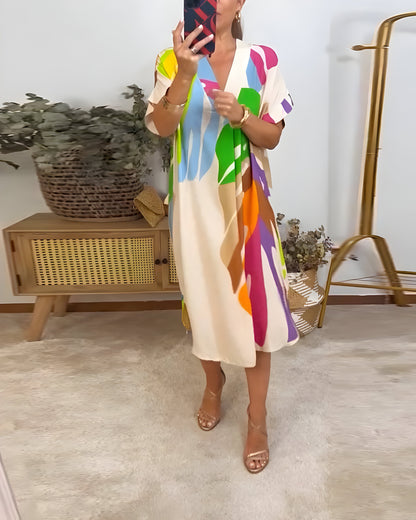 Leafara™ - Ledig Klänning med Färgglatt Bladtryck