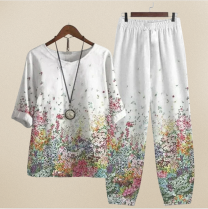 Evania™ - Elegant & Luftigt Set med Blus och Byxor