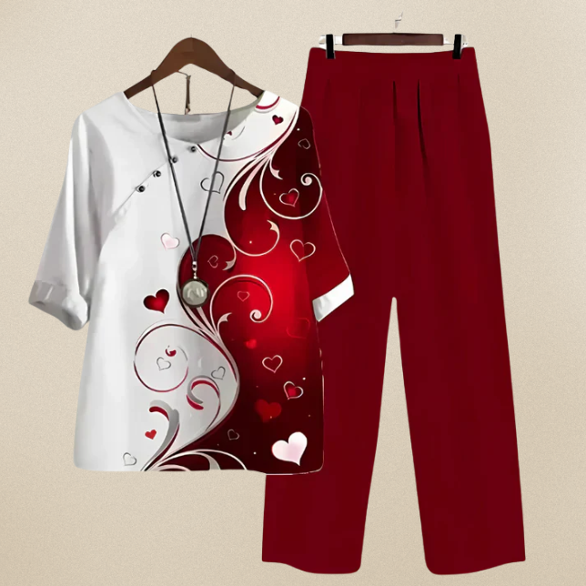 Evania™ - Elegant & Luftigt Set med Blus och Byxor