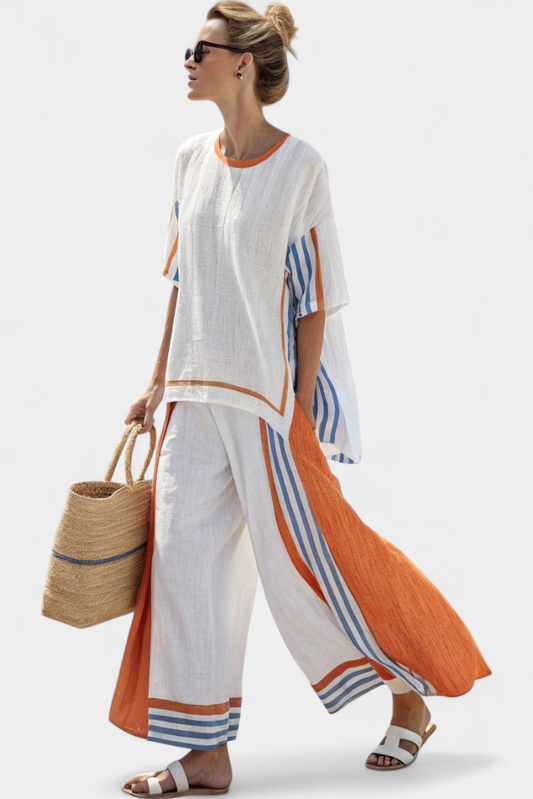 Breezelle™ – Luftigt Set i Två Delar med Ränder och Oversized Passform