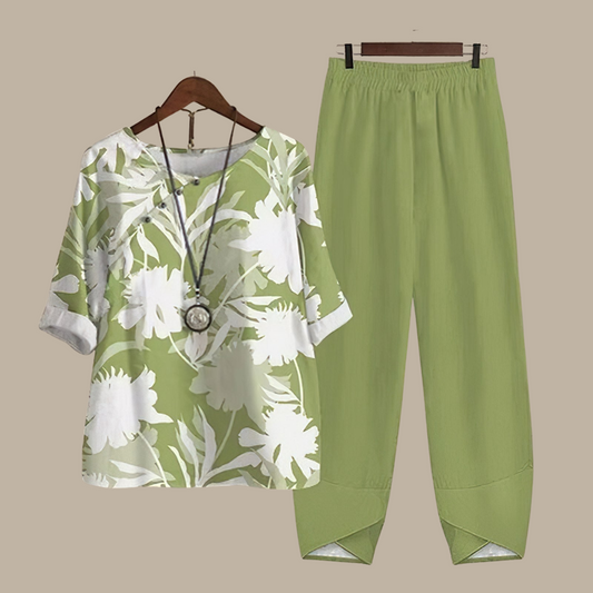 Evania™ - Elegant & Luftigt Set med Blus och Byxor