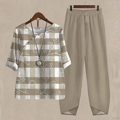 Evania™ - Elegant & Luftigt Set med Blus och Byxor