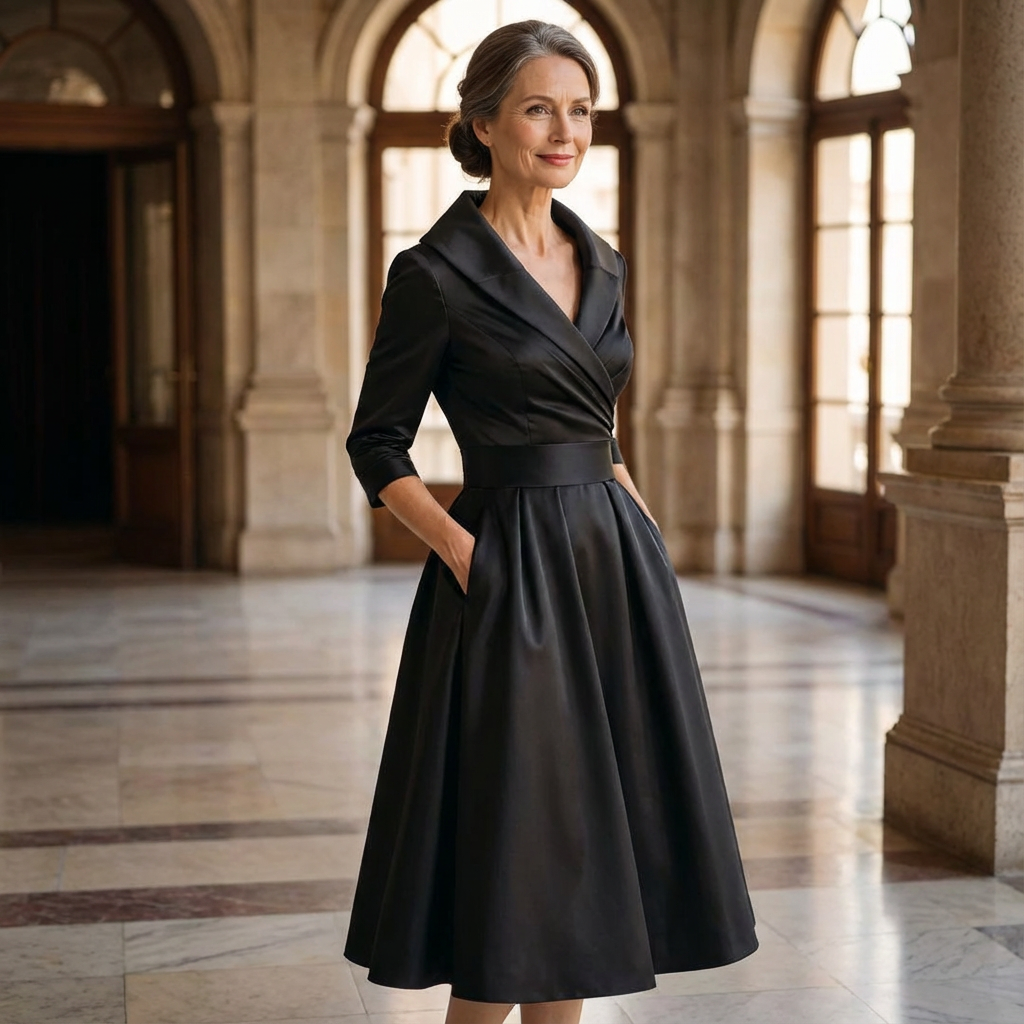 Anki™ - Elegant Midiklänning med Diskret Glans