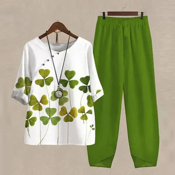 Evania™ - Elegant & Luftigt Set med Blus och Byxor