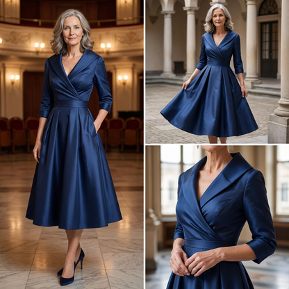 Anki™ - Elegant Midiklänning med Diskret Glans