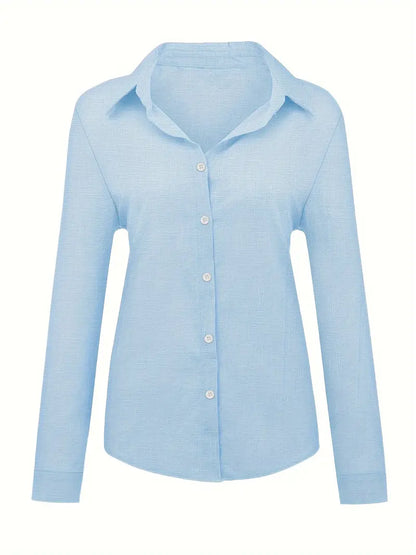 Tatiana™ – Tidlös Linneblus med Knappar för Vår & Sommar